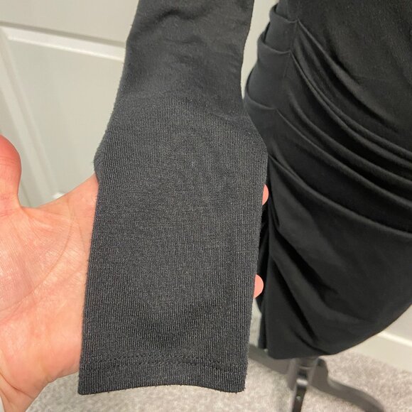 Banana Republic Jersey Black Long Sleeve Side Ruched Midi Dress, size S - Picture 5 of 8